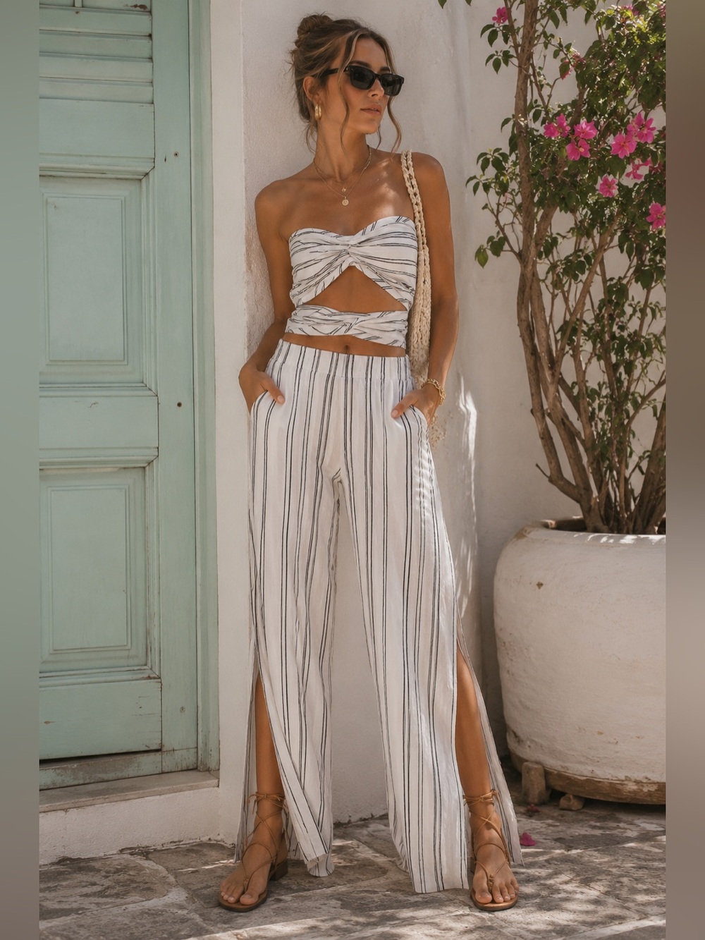 NWT LPA x REVOLVE  2-Piece Set‎ Crop Top & Wide Leg Pants MSRP $328 Size Small